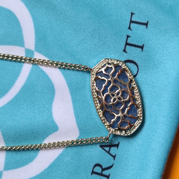 Kendra Scott blue periwinkle gold Dylan necklace - Picture 3 of 9